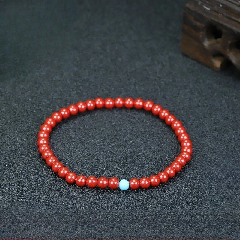 

Браслет в национальном стиле с киноварью, простой, небольшой и универсальный ювелирный аксессуар