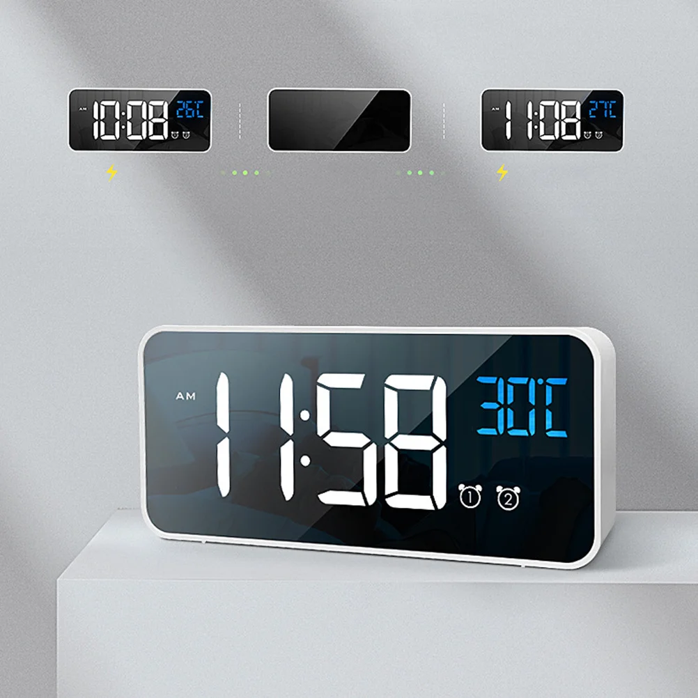 

1Pcs Music Charging LED Alarm Clock Large Screen Indoor Thermometer Electronic Clock Portable for Home Office