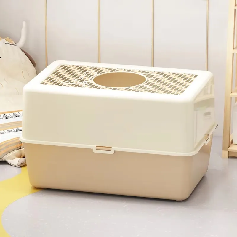 

Large Plastic Cat Litter Box Enclosed Pets Cats Indoor Toilets