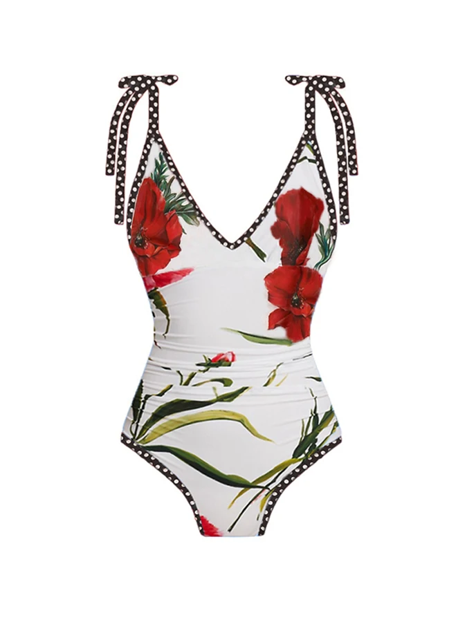 Floral Print Beachwear 2023 Women\'s Fashion Swimwear Summer One Piece Swimsuit and Cover-Up Beach Style Bathing Suits Sexy