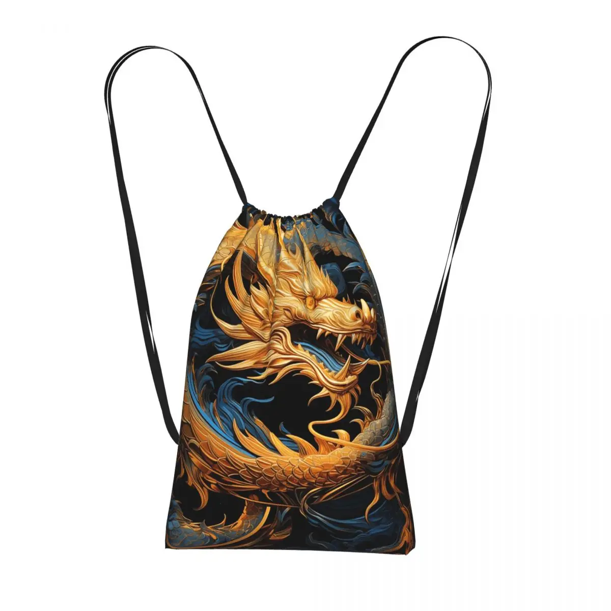 

Golden Dragon Pattern Backpacks Fashion Drawstring Bags Storage Bag Book Bags for Man Woman Students