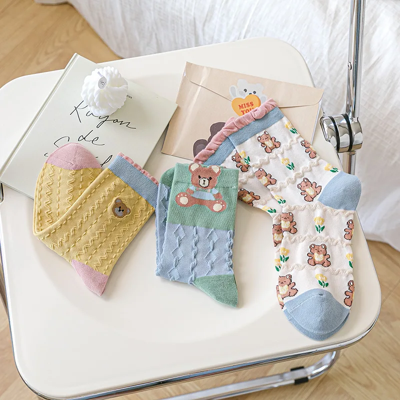 New cartoon women's socks sweet tube socks ins all-match cotton socks image 3