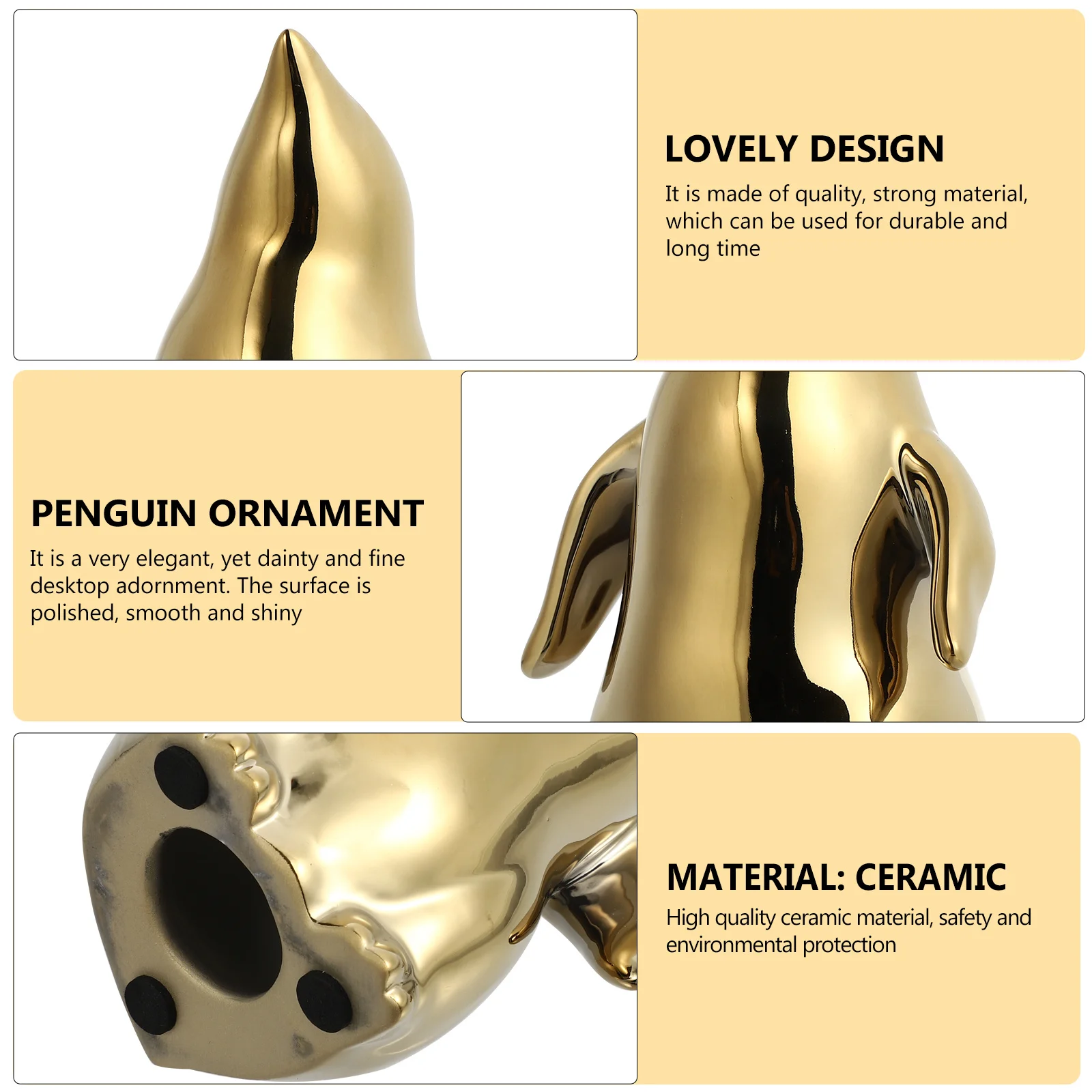 

Elegant Ceramic Penguin Statue Decor Smooth Shiny Surface Home Bedroom Sitting Room Decoration Mini Penguin Adornment