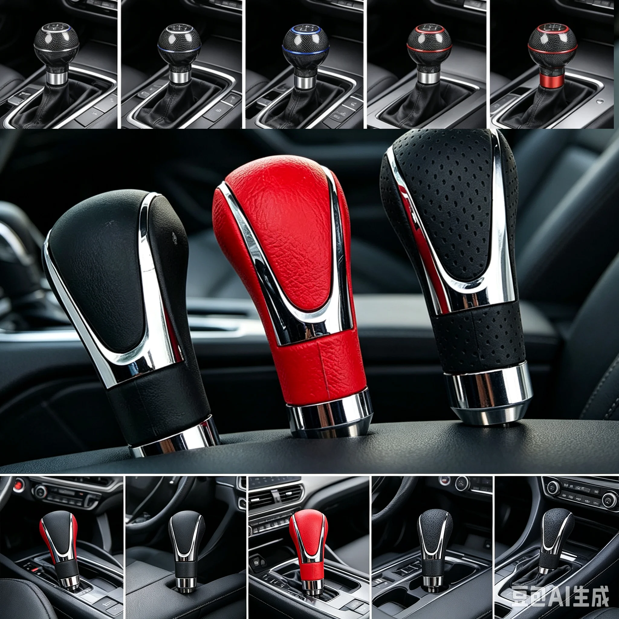 3 Colors Car AT MT Leather Gear Shift Knob Lever Shifter Stick Manual Gear Head Lever Headball Aluminum Shift Knobs