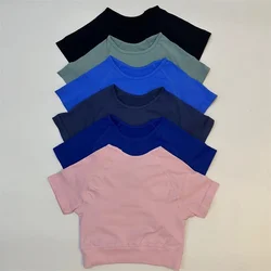 Yoga Crop Top Women Short Sleeve Seamless Yoga Shirt Ultra Stretch Soft Touch Fitness Workout Top Gym Clothes Running T-shirts
