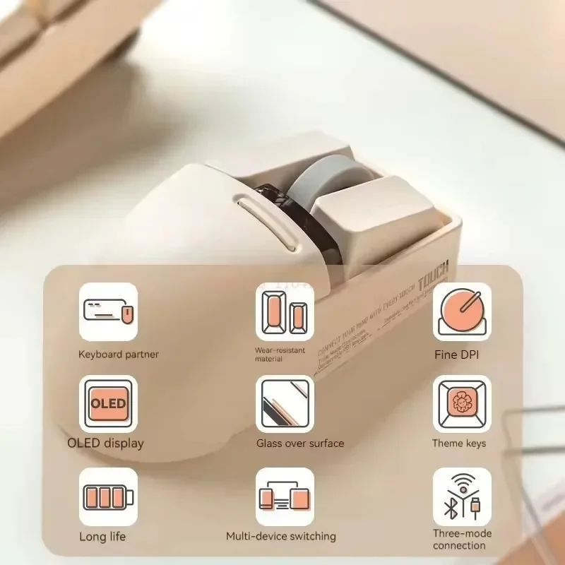 Lofree Xiaoqiao 2,4g ratón inalámbrico Bluetooth 3 modos pantalla OLED ligera carga Esports Gaming Mouse ergonómico regalo de oficina