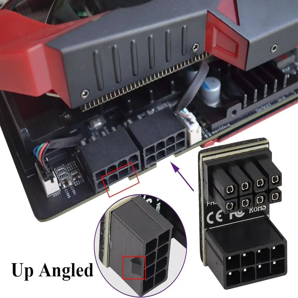 180 Degree Elbow Graphics Card Power Supply Adapter DIY Universal PSU Steering Connector 6Pin/8Pin Cable Extension PC Building