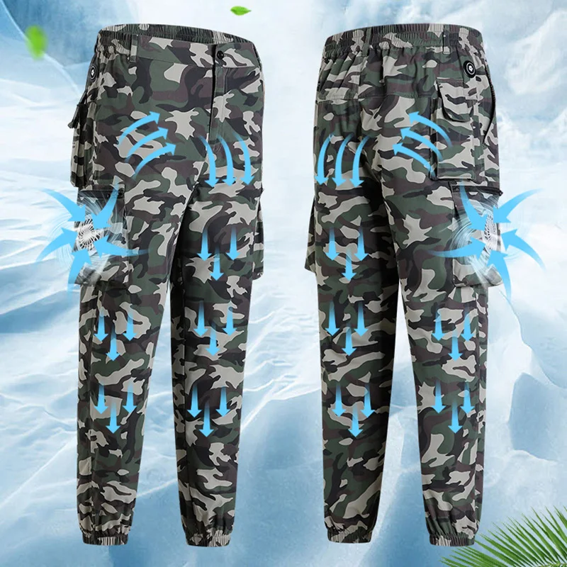 Summer Pants With Fan For Cooling Air Conditioning Pants Overalls Construction Site Heat Protection Wear-resistant Refrigeration