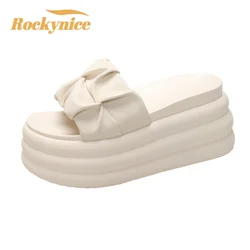 Pantofole da donna estive nuove scarpe da papà con suola spessa 2024 Casual High Platform Slides Leisure Outside Flip-flop Sneakers donna 8.5CM