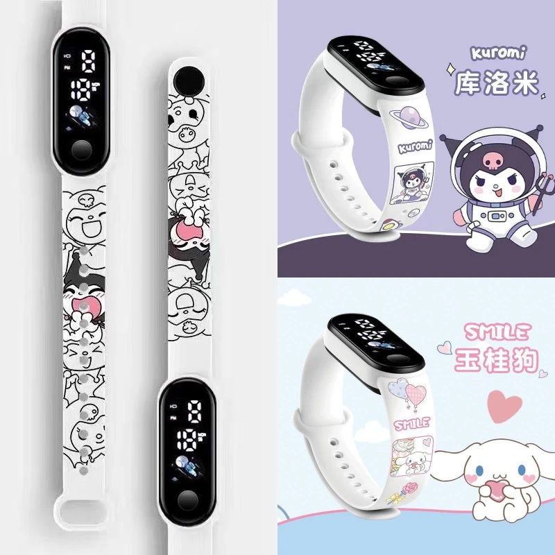 

Sanrio Watch Watch Kuromi Watches Cinnamoroll Electronic Clock Led Anime Figure My Melody Toy Student Kid Gift