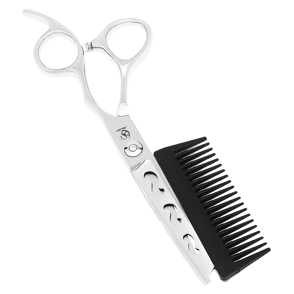 6 Inch Professional Barber Scissors Precise Hair Cutting Shear with Built-in Detangling Comb Hairdressing Haircut Tijeras A0195A
