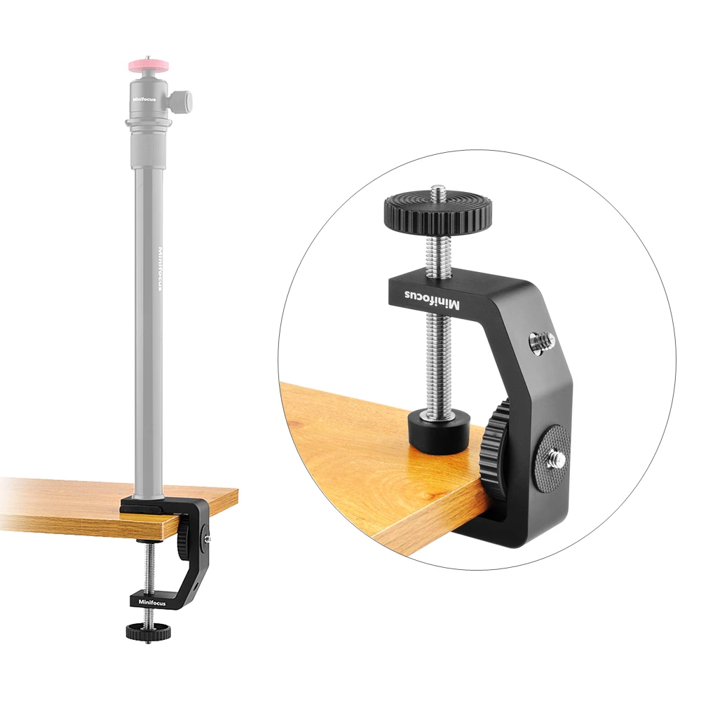 Camera C-Clamp Multifunctional Aluminum Alloy C Clamp Desk Mount Stand with 1/4 Inch Screw for DSLR Microphone Video Light Stand