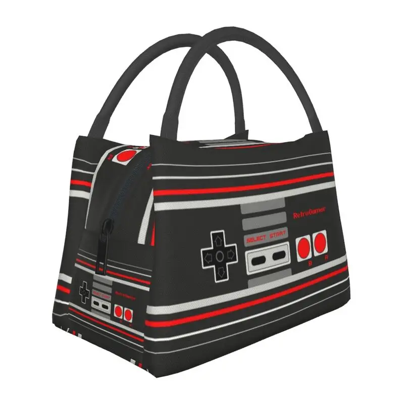 

Retro Gamer Insulated Lunch Tote Bag for Women Video Game Gaming Controller Resuable Cooler Thermal Bento Box Work Travel