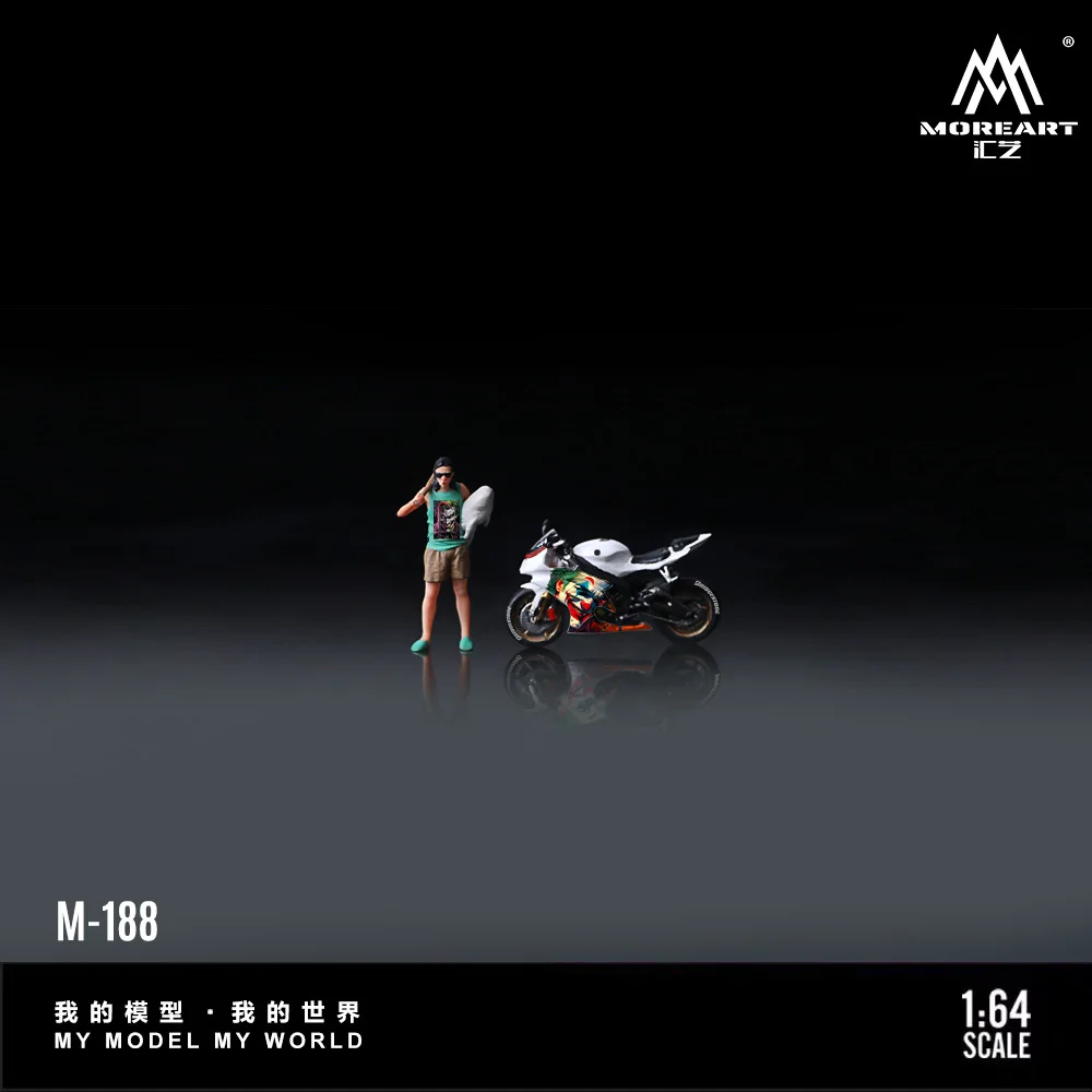 MoreArt 1:64 R6 Joker Motorcycle Figure Motorcycle Girl Resin Model, Miniature Scene Decoration Gift&Display