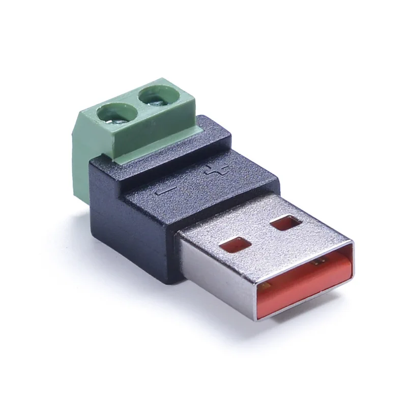 Grüner 2-Pin-Klemmenblock, USB-Steckeradapter, max. 5 A Strom, parallele Verkabelung, DIY-Stromversorgung für kleine elektronische Geräte – Detail 1
