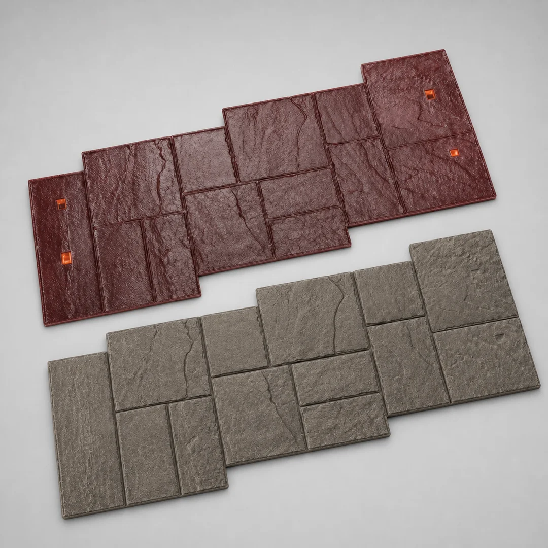 Random Ashlar Slate Concrete Stamp Mold – Irregular Stone Texture Mat