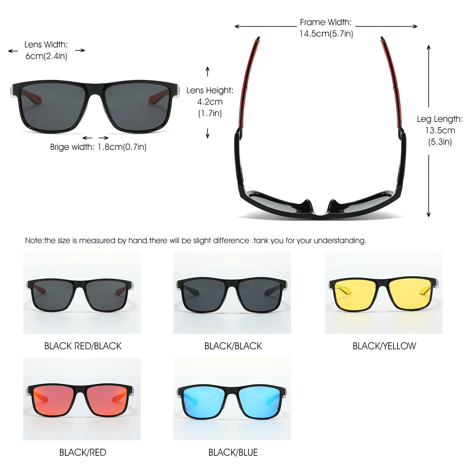 Occhiali da sole polarizzati quadrati retrò Punte per templi in gomma leggera Comfort adatto per occhiali classici unisex casual e all'aperto