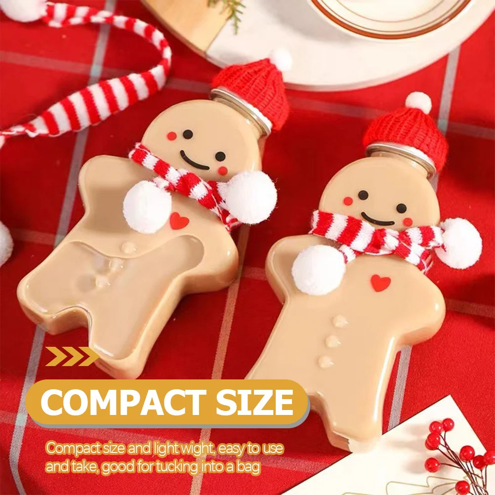 10 Pcs Christmas Gingerbread Man Clear Drink Bottles for Juice Milk Tea Lightweight Portable Party Candy Jars Gift Packing