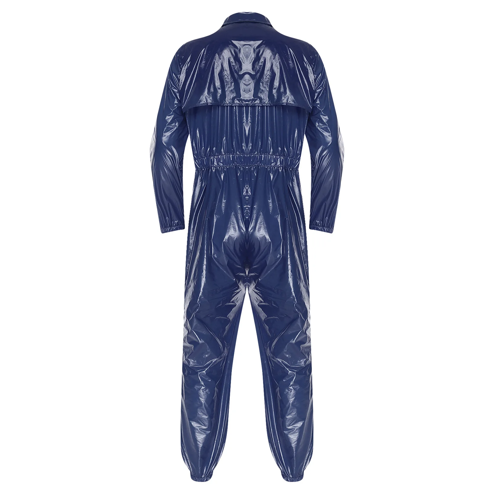 Männer Schutz Overall Glänzend Wasserdicht Overalls Fabrik Werkstatt Arbeits Bodys Langarm Taille Gummibänder Overall