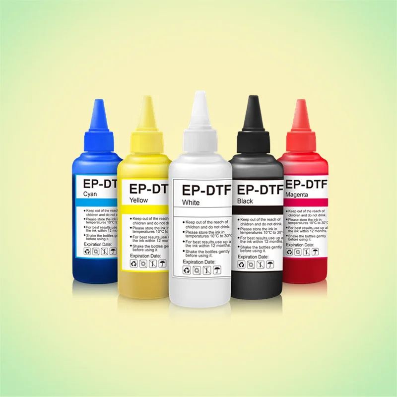 Tinta da impressora do filme de transferência DTF, apropriada para Epson L800, L805, DX5, DX7, XP600, I3200, I4720, I5113, 5x 100ml