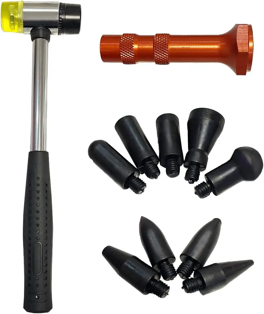 

10Pcs Dent Repair Kit with Rubber Hammer & 9 Heads, Paintless Auto Body DIY Fix Tool Set