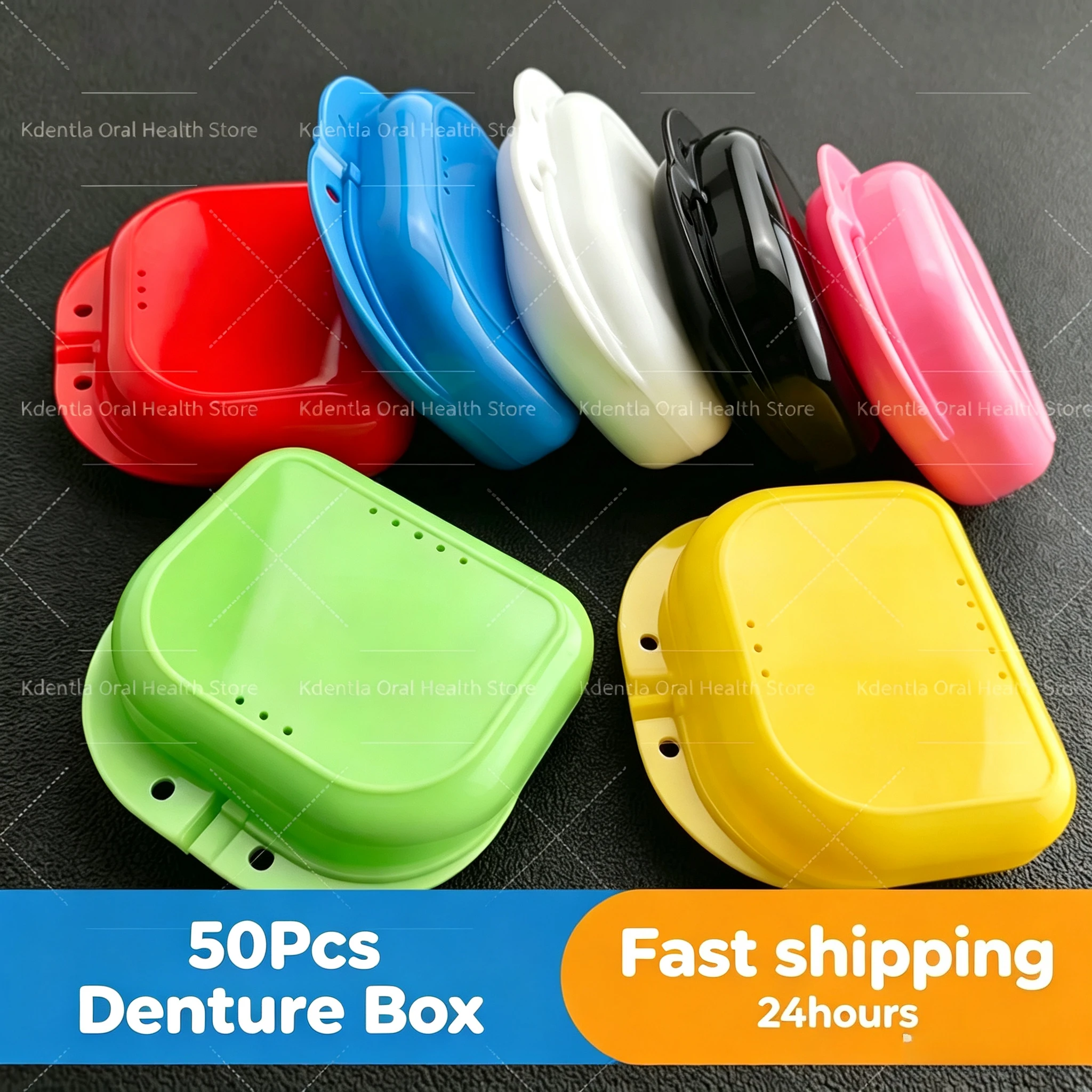 50Pcs Multiple Colors Mini Denture Storage Box Tooth Retainer Case Denture Plastic Box Oral Hygiene Supplies Orthodontic