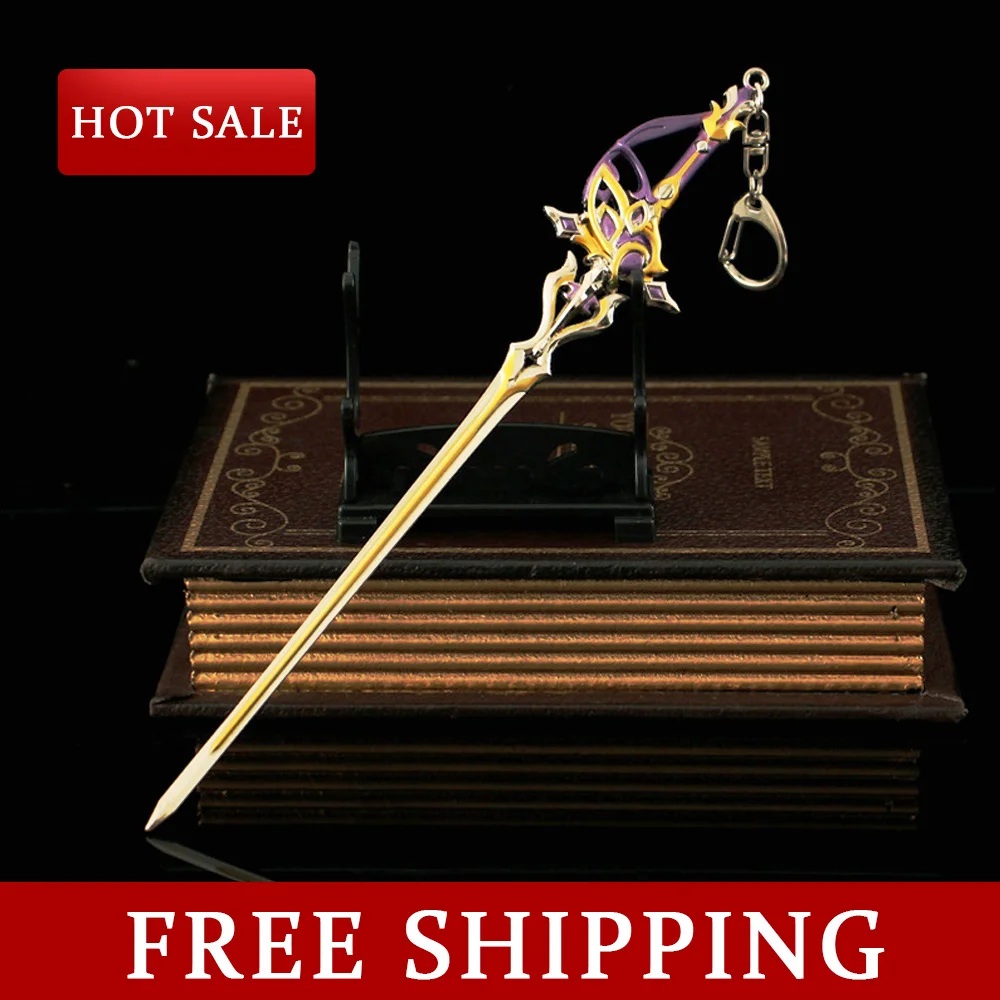 21cm Clorinde Weapon Forgive Sins One Handed Sword Alloy Keychain Model Game Chinese Genshin Impact Weapon Desk Ornaments Toy