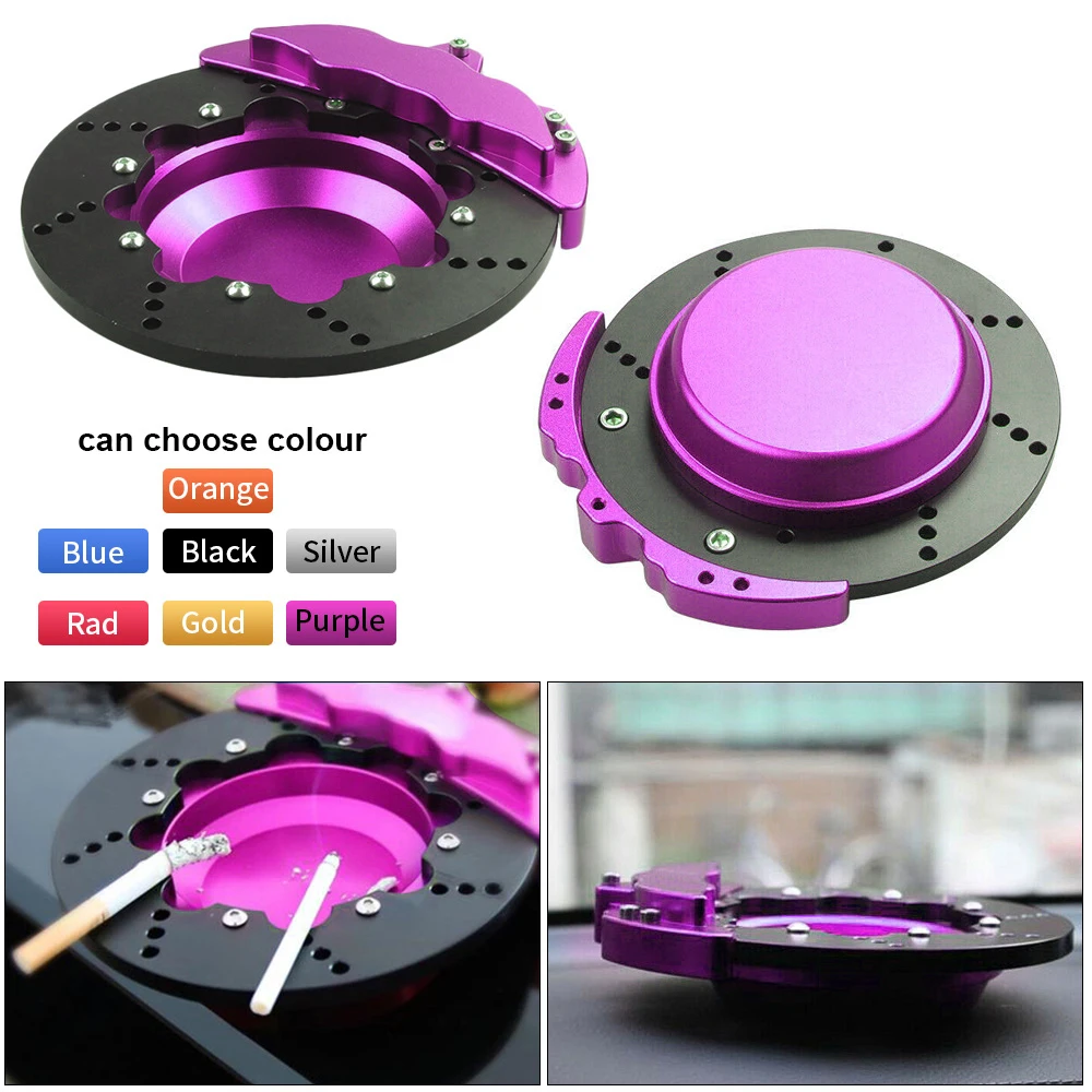 Universal Car Ashtray Home Office Brake Disc Caliper Shape Racing Spinning  Portable Cigarette Smoke Ashes Holder Box Tray