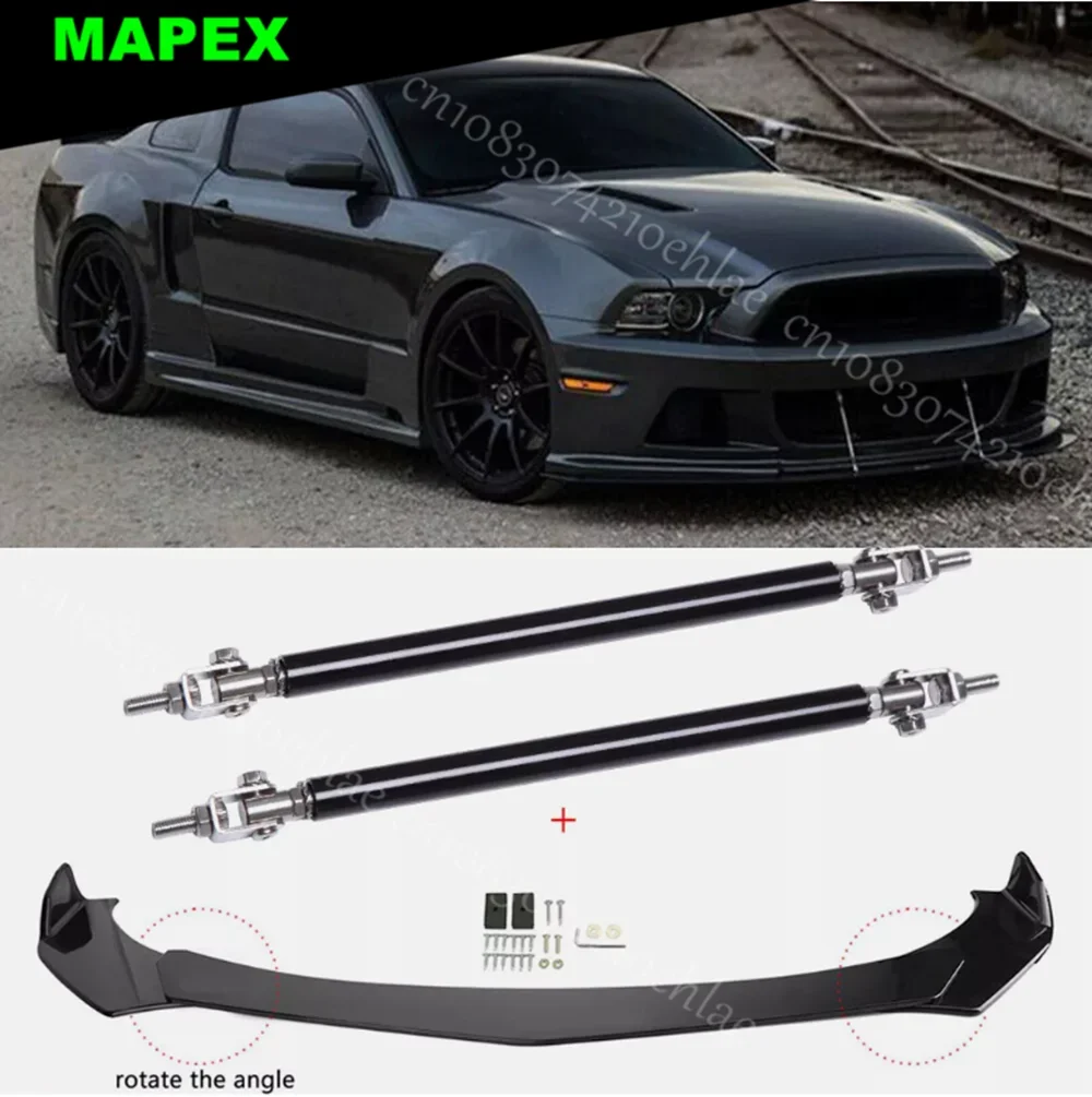 Car Styling For Ford Mustang 2000-2021 Front Bumper Lip Splitter Spoiler + Strut Rods Set JQ