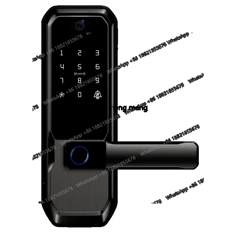 Smart Door Lock for Home Use - Wooden Interior Door Lock with Fingerprint, Password, and Face Recognition Functionality