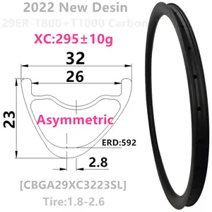 Carbonbeam 2025 New Design 300g Rims Asymmetrical Depth 23mm Width Inc 28mm 30mm 32mm 29er Hookless Tubeless 29er Carbon MTB rims Main Bike Sales Aro 29 - №3