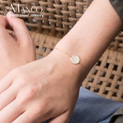 eManco  Stainless Steel Bracelets for Women Adjustable Chain Charm Bracelets Women Minimalist Round Bracelet Jewellery