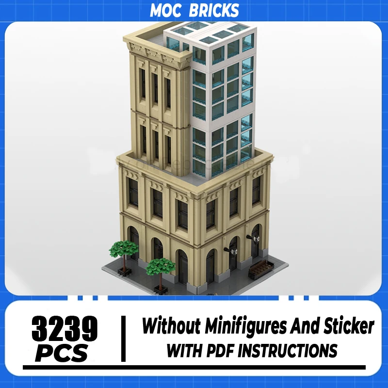 Street View Moc Building Block New York Corporate Tower Model Technology Bricks DIY Assembly Famous Scene Model Toy Holiday Gift