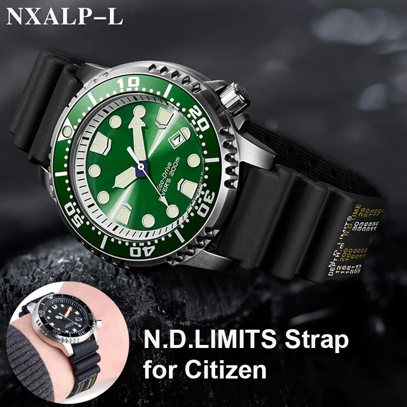 ND Limits Diver Rubber Silicone Strap for Citizen for Promaster for Seiko Water Ghost Watchband Sport Resin Belt 20mm 22mm 24mm