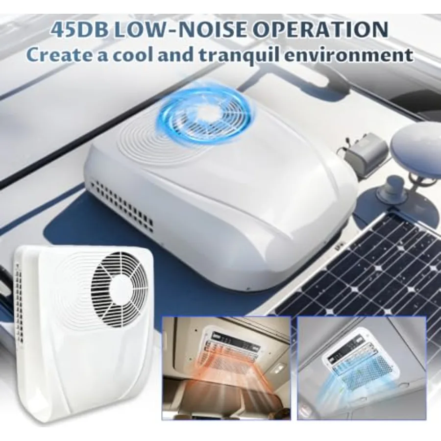 RV rooftop air conditioner for vans, trucks, trailers, boats: 12V DC unit, 10000 BTU cooling/ 3500 BTU heating, aluminum housin view 4