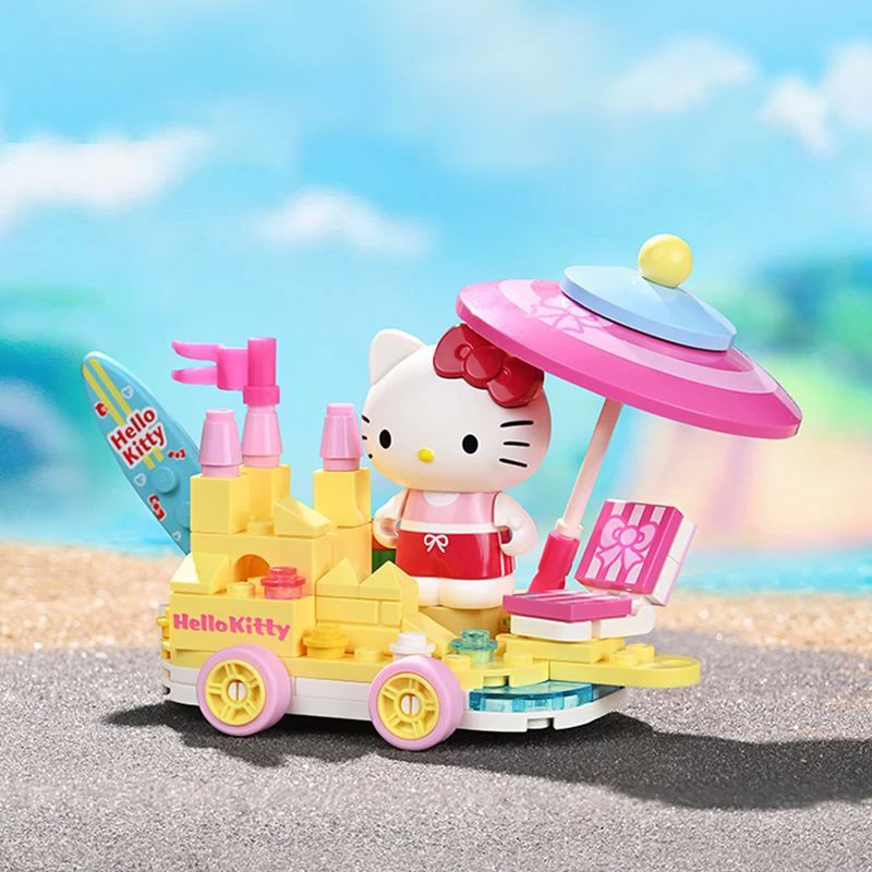 Asli keepley blok bangunan Sanrio Kuromi Float Parade My Melody seri kartun perakitan Model dekorasi hadiah ulang tahun