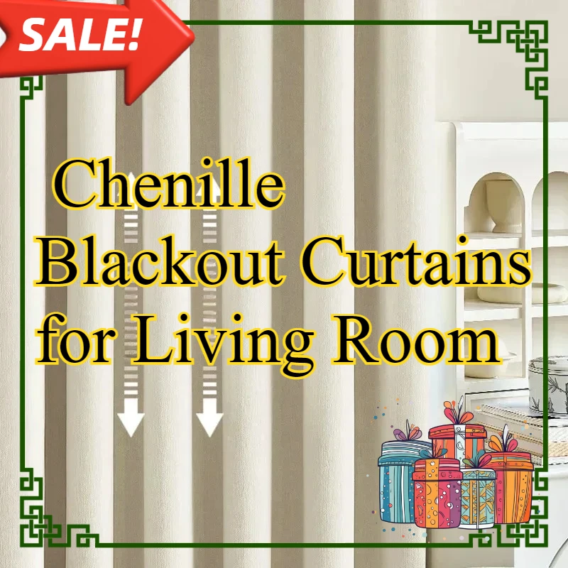 

Custom Size Cream Velvet Chenille Blackout Curtains for Living Room Luxury Bedroom Thickened Cream Fabric Tulle Elegant Window