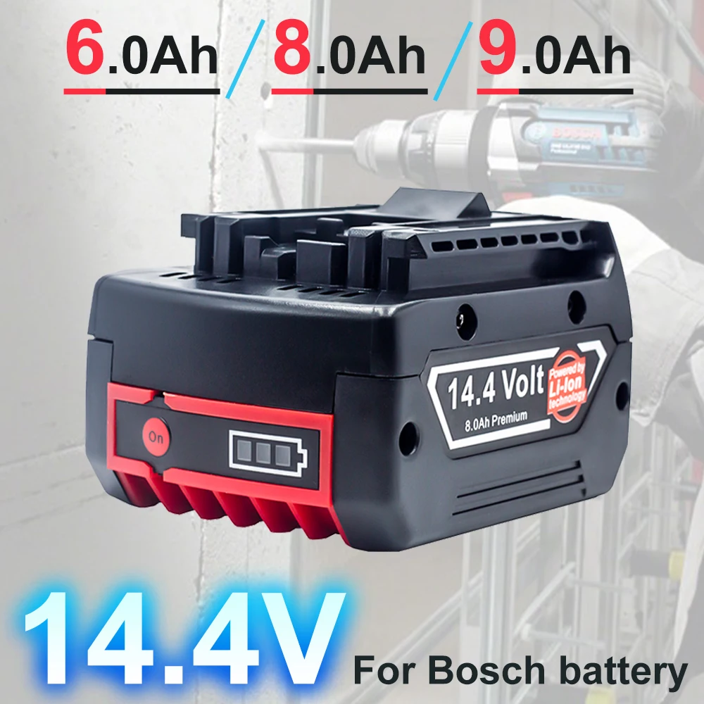 14.4V 6.0Ah/8.0Ah/9000mAh Lithium Battery for Bosch cordless Electric drill screwdriver BAT607G  BAT607G BAT614 BAT614G/Charger