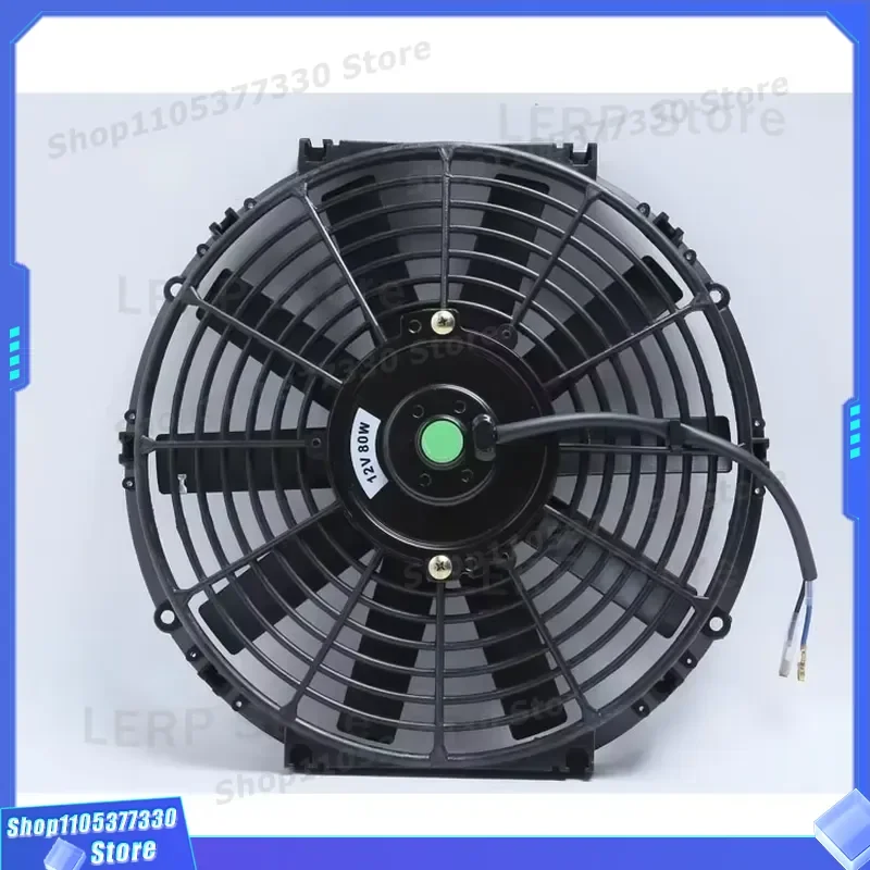 12 Inch 80W 12V DC Axial Cooling Fan High Volume Radiator Condenser Blower for Automotive Car Truck Vehicle Engine Heat