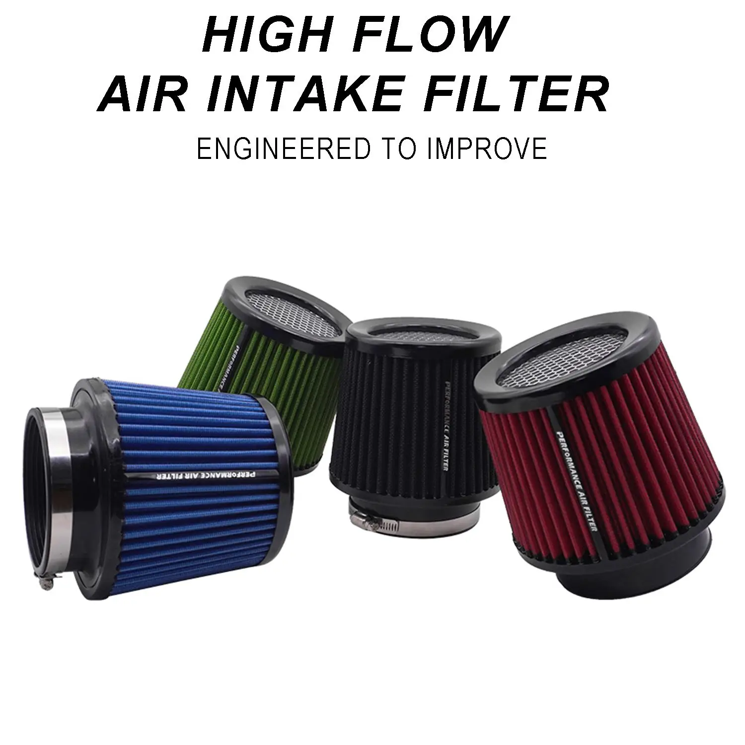 63/76/80/101MM Cone Air Intake Filter Universal Washable for Car Engine Pipe High Flow Cold Air Intake Filter