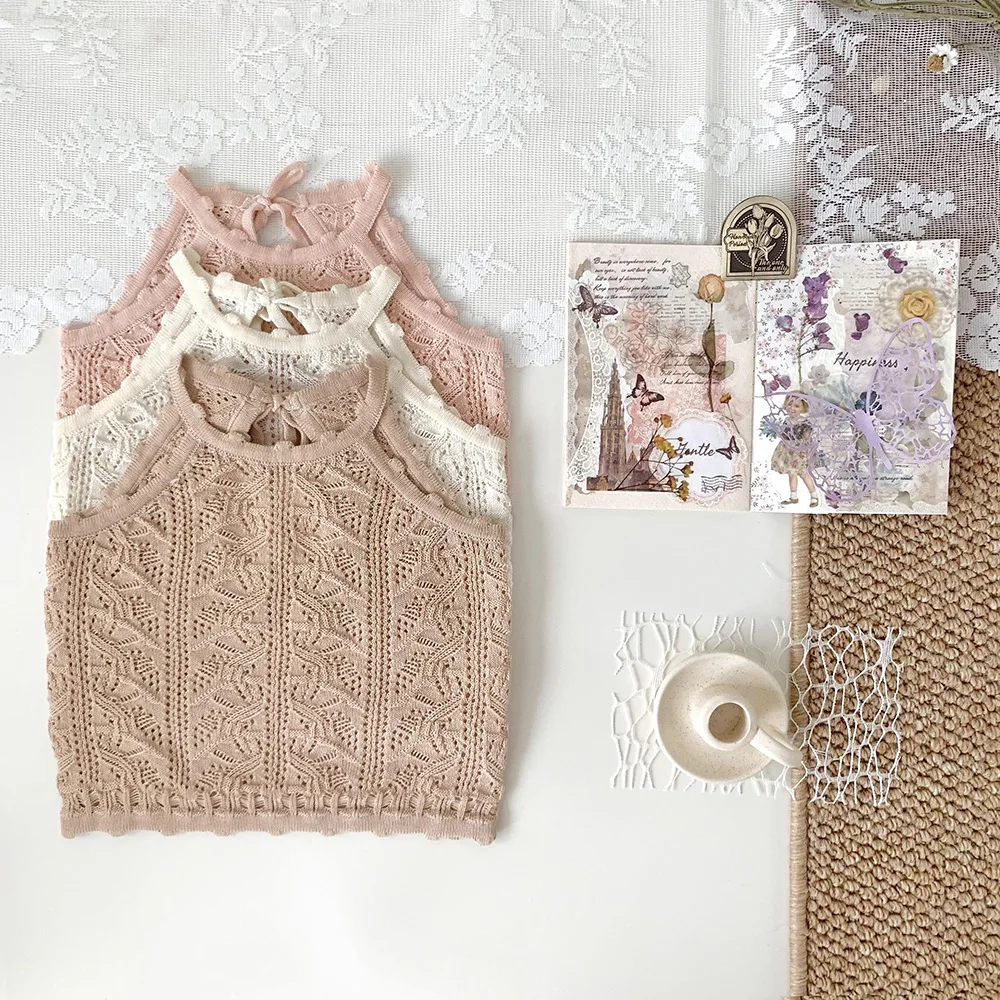9M-4T Kids Clothes Fashion Girls Waistcoat String Knit Vest Hollow Baby Girls Knit Clothes Girls Outfit