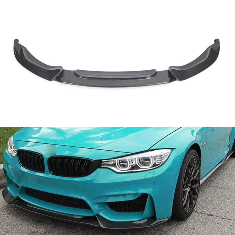 V Style Carbon Fiber Front Lip Bumper Apron For  F8X F80 M3 F82 F83 M4 2014 - 2018 Sedan Coupe Convertible