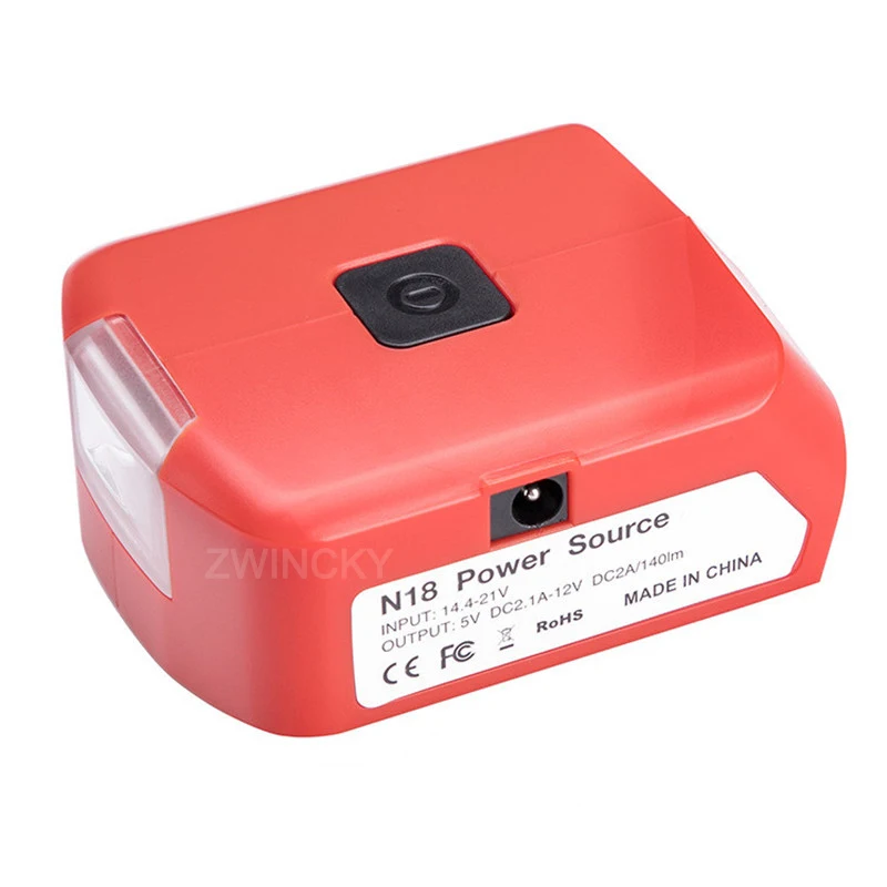 Imagem -06 - Adaptador de Bateria para Milwaukee Carregador Usb de Bateria 18v Fonte de Energia com Porta Usb Dupla dc 12v 2a Luz Led para Jaqueta Aquecida