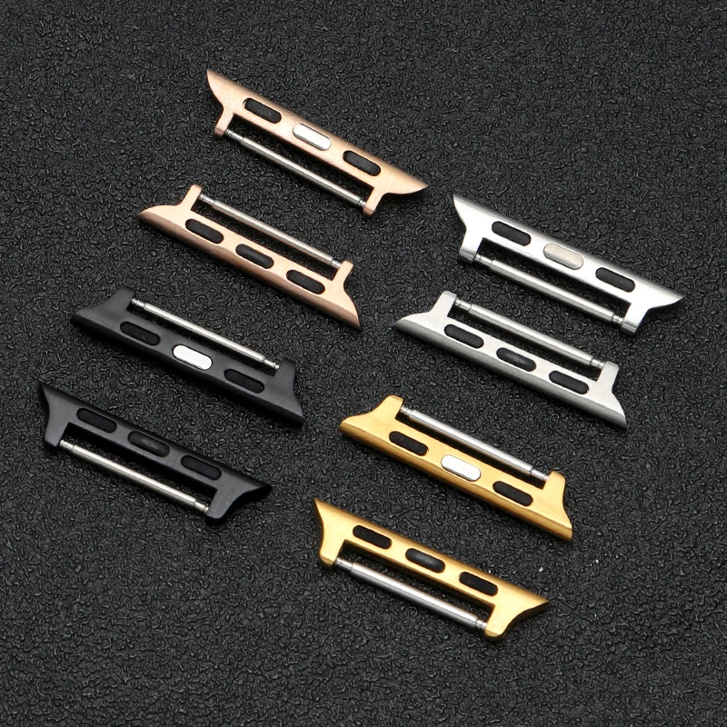 Acessórios de aço inoxidável para apple watch band 44mm 40mm 38/42mm 41mm 45mm conector iwatch série 9 8 7 6 5 4 3 se ultra 49mm