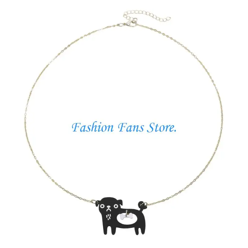  Stylish Animal Themed Necklace Showcasing Puss Fish Bone Charm Alloy Acrylic