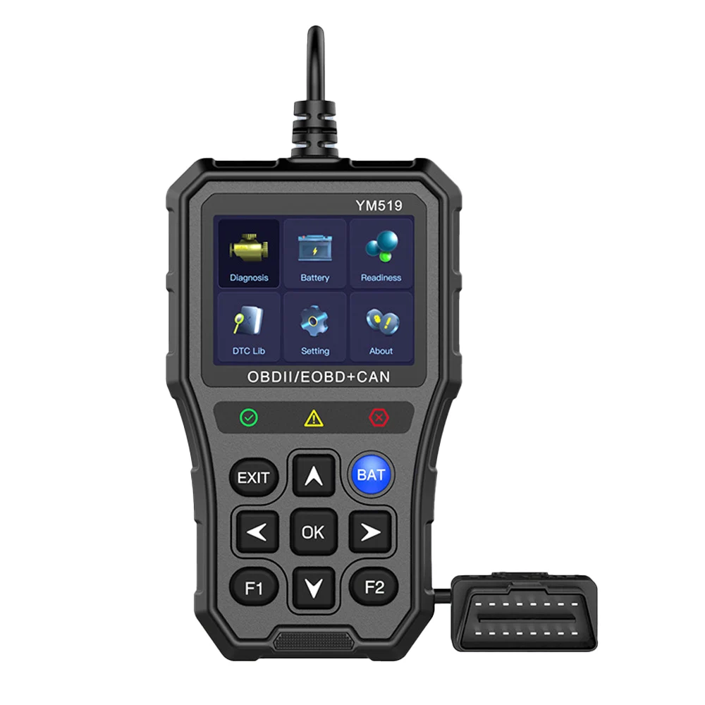 

2,8-дюймовый автомобильный диагностический инструмент YM519 Автомобильный сканер OBDII считывает и обнаруживает коды неисправностей автомобиля