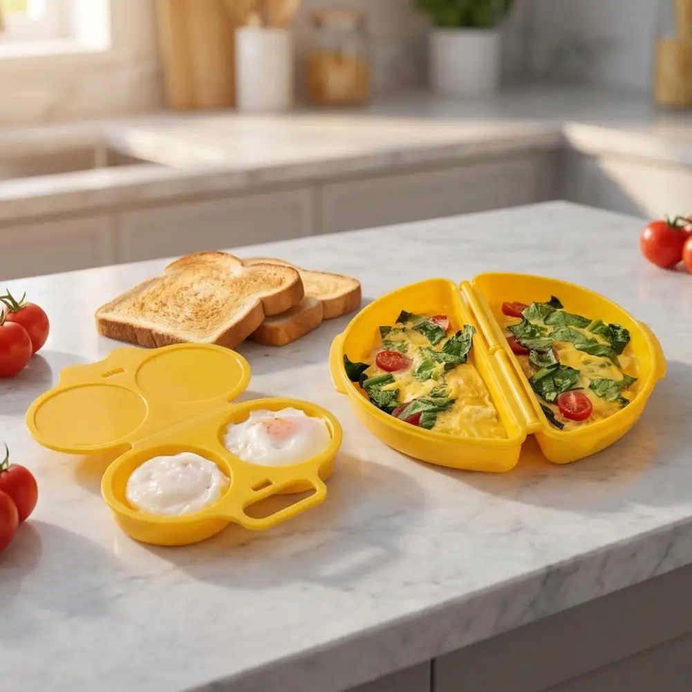 Fast Cooking Tools for Dorm 2pcs Egg Poacher Set Non-stick Microwave Omelet Pan Bpa-free Breakfast for Quick for Microwave
