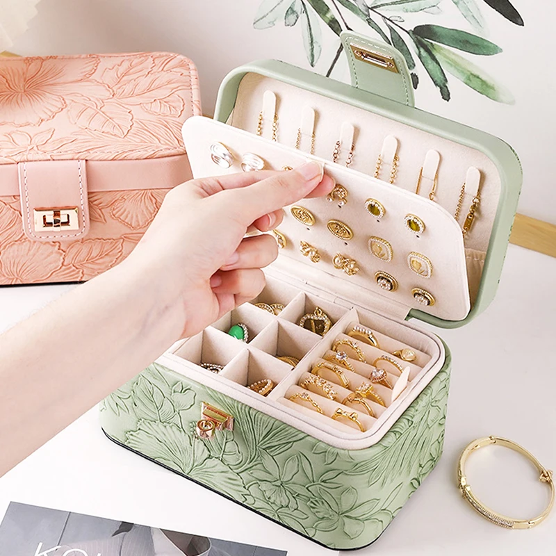 

1pcs Luxury PU Leather Jewelry Storage Box Secure Locking Case Multi-Organizer for Earrings ,Necklaces, Rings