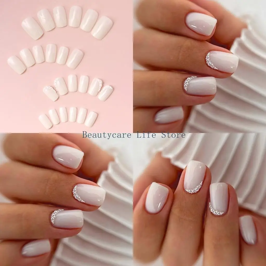 

652c 24pcs Короткий квадратный нажатие на ногте удобную палку на ногте