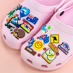 1-30 stücke PVC Australien Stil Schuh Charms Koalas Sandale Zubehör Schuh dekorationen Stifte für Frauen Männer DIY Flagge Clog Schnalle Geschenke